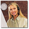 woman on headphones